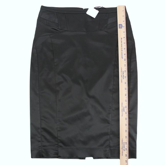JUST CAVALLI Black Satin Stretch Pencil Skirt High Waist Bodycon Midi IT 44 US 8 - Picture 11 of 12